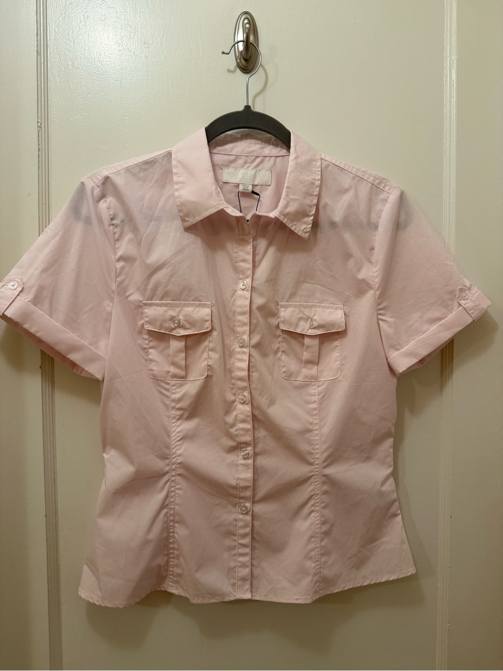 Zara Fitted Poplin Shirt Pink NWT